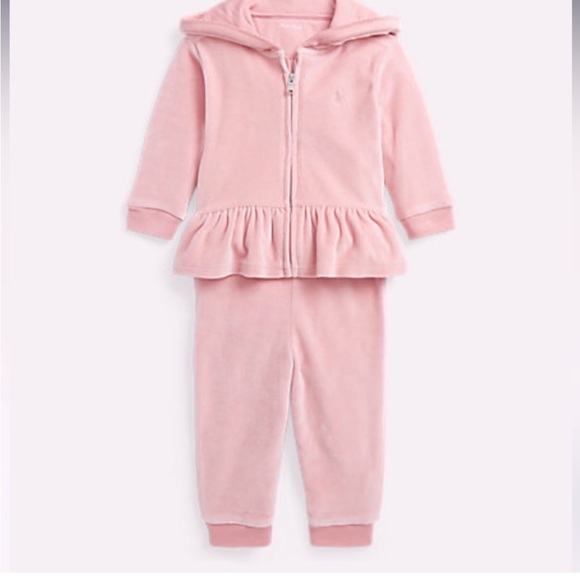 Matching Sweat Light Pink Sweat Suits Polo Pink Sweat Suit For Baby Girl  Size 12M Matching Sets
